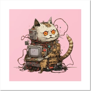 Futuristic Cyber Cat Posters and Art